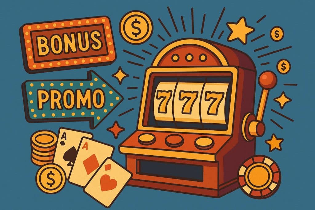Colorful online slot machine with flashing lights and jackpot symbols highlighting high payouts