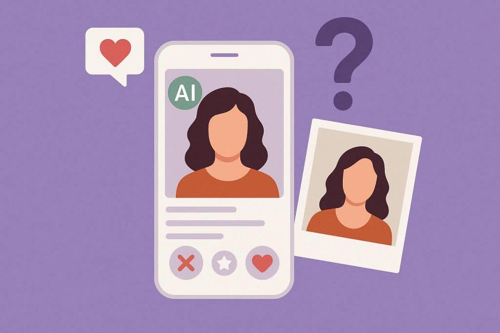 AI-generated photo illustration representing online dating apps and digital matchmaking concepts