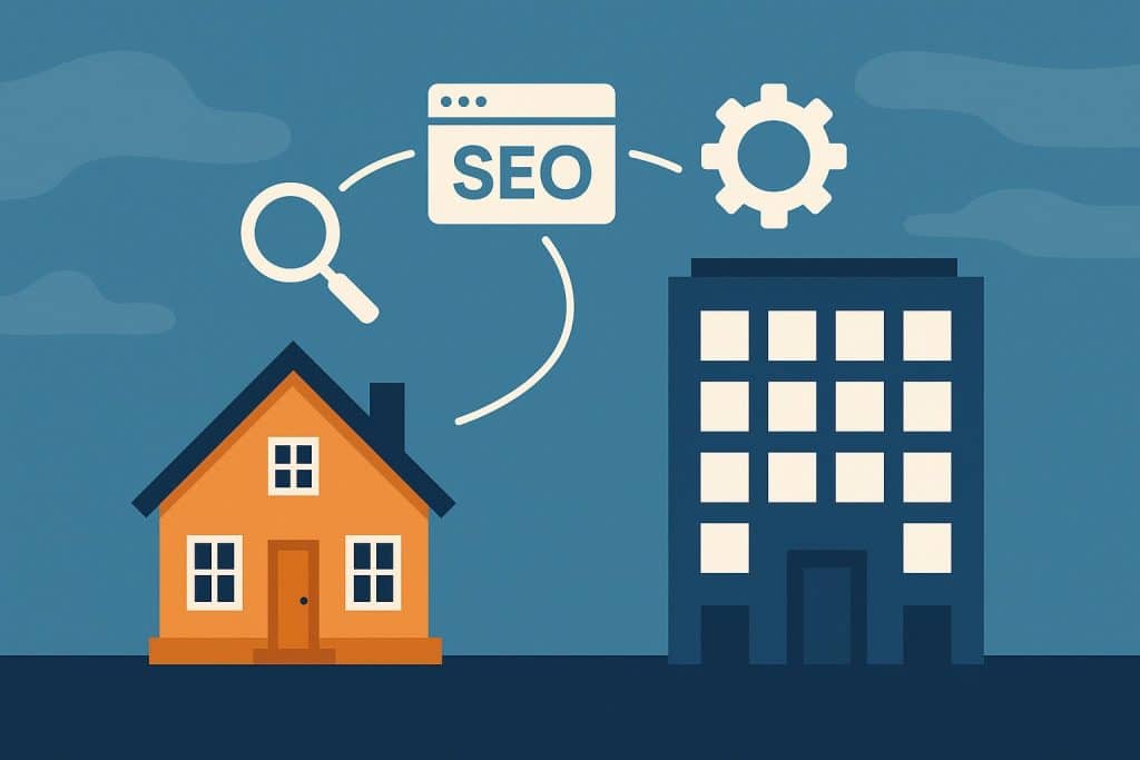 RealtySEO digital marketing team discussing innovative SEO strategies for real estate agencies
