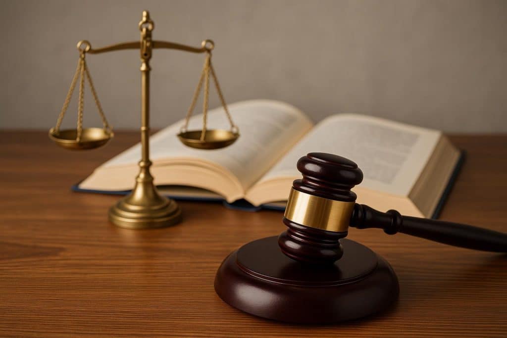 Law books, judge’s gavel, and legal scales symbolizing specialized personal injury law expertise
