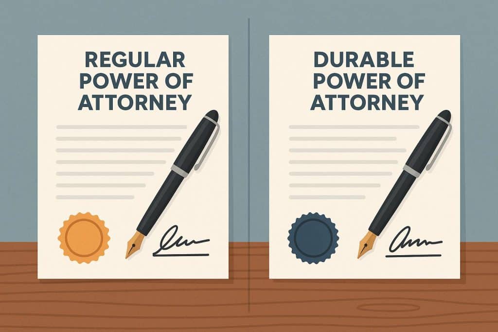 Legal documents comparison: durable power of attorney vs regular power of attorney concept