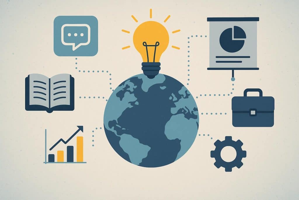 ChatSlide.ai platform interface showcasing global collaboration in education and professional development
