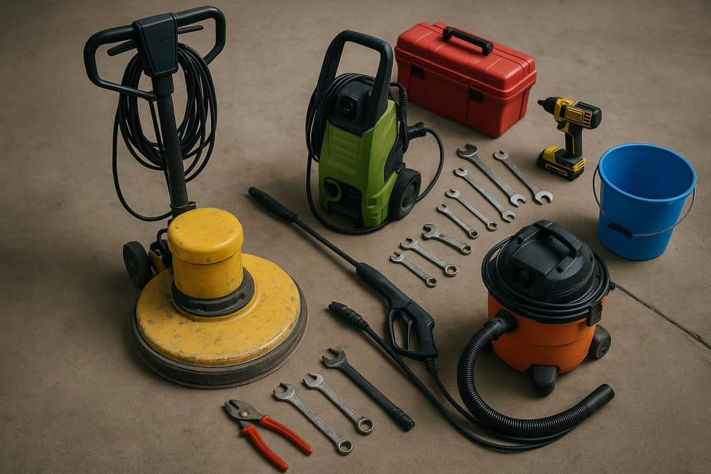 Commercial equipment setup for specialized services and client support in various industries