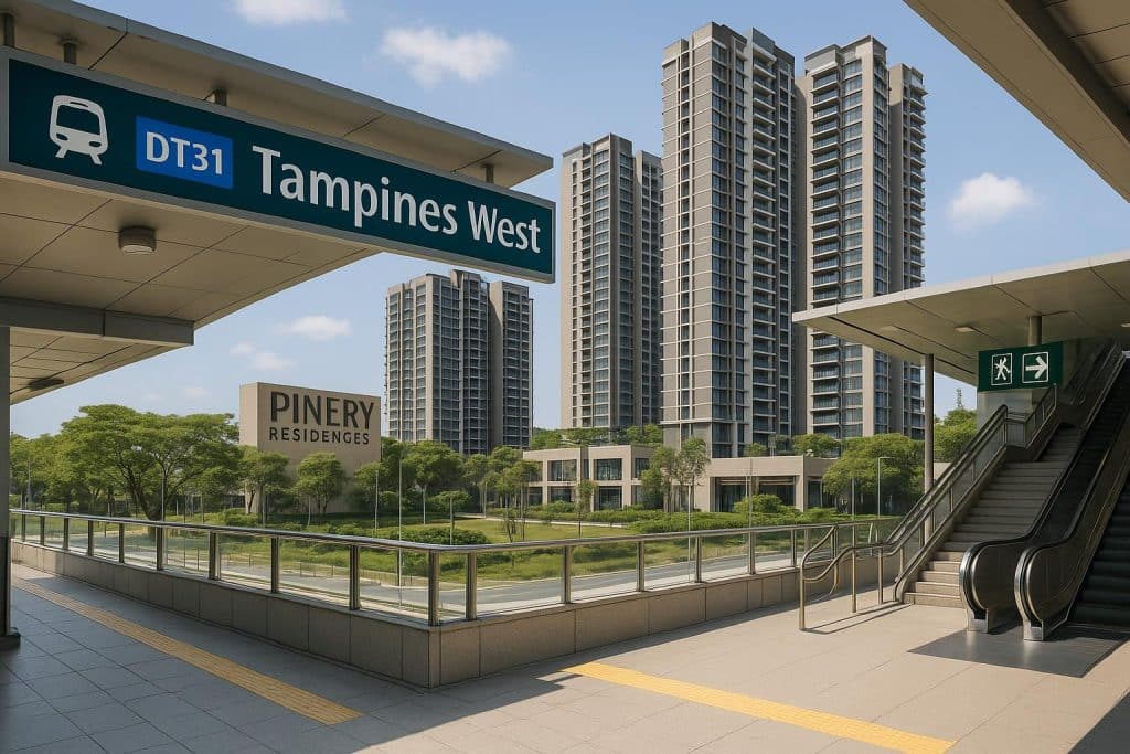 Pinery Residences Tampines exterior view near Tampines West MRT Station on Downtown Line