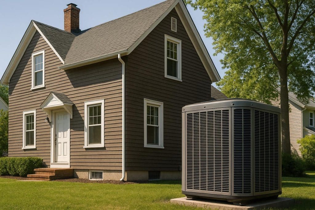 Modern HVAC system installed in an older home to enhance energy efficiency and comfort