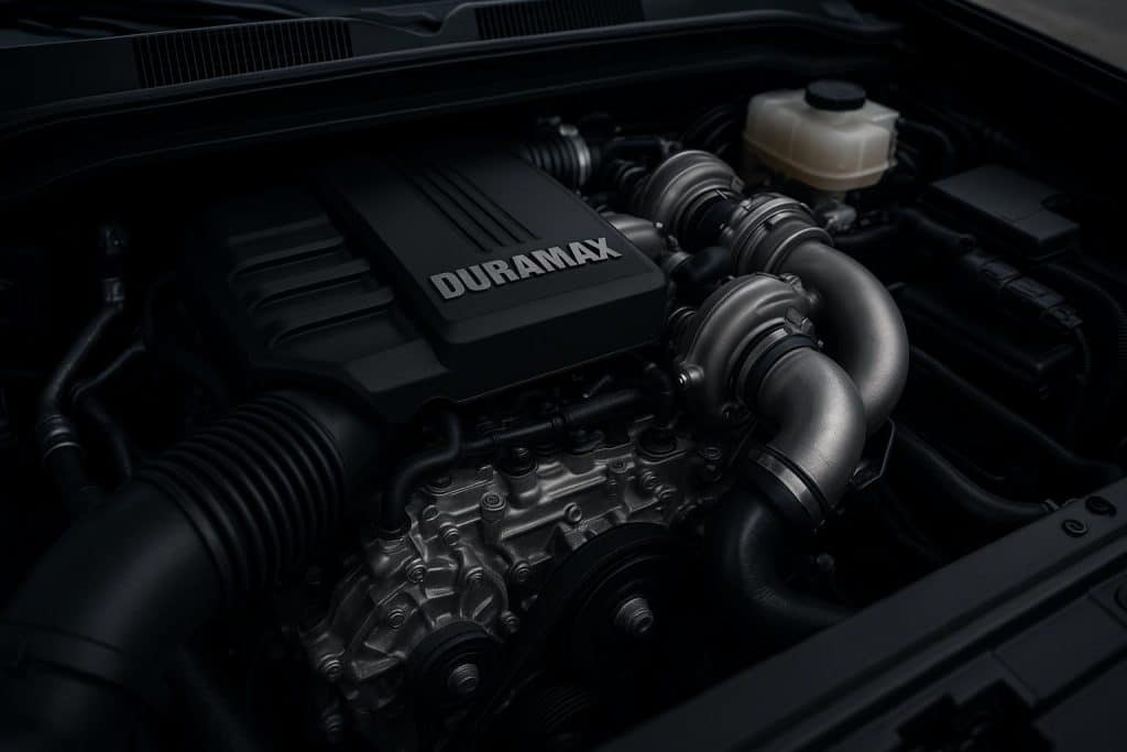 Duramax diesel engine showcasing advanced design, power, and precision engineering details