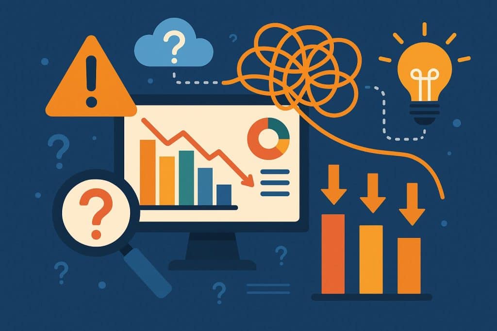 Marketing analytics dashboard displaying key metrics and data charts for overcoming common challenges