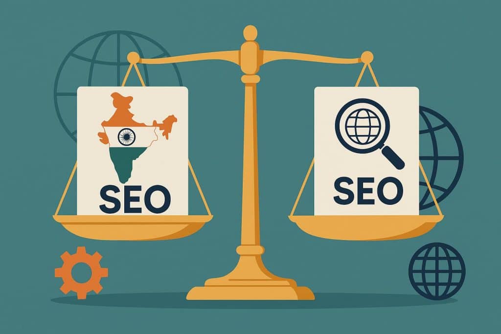 Comparison graph of Indian SEO expert strategies versus international SEO agency approaches