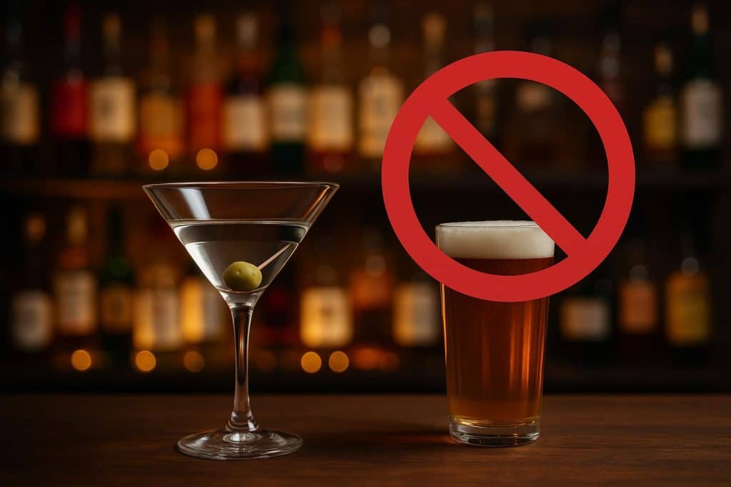 Mocktail in a cocktail glass on a bar counter, highlighting sober choices in social settings