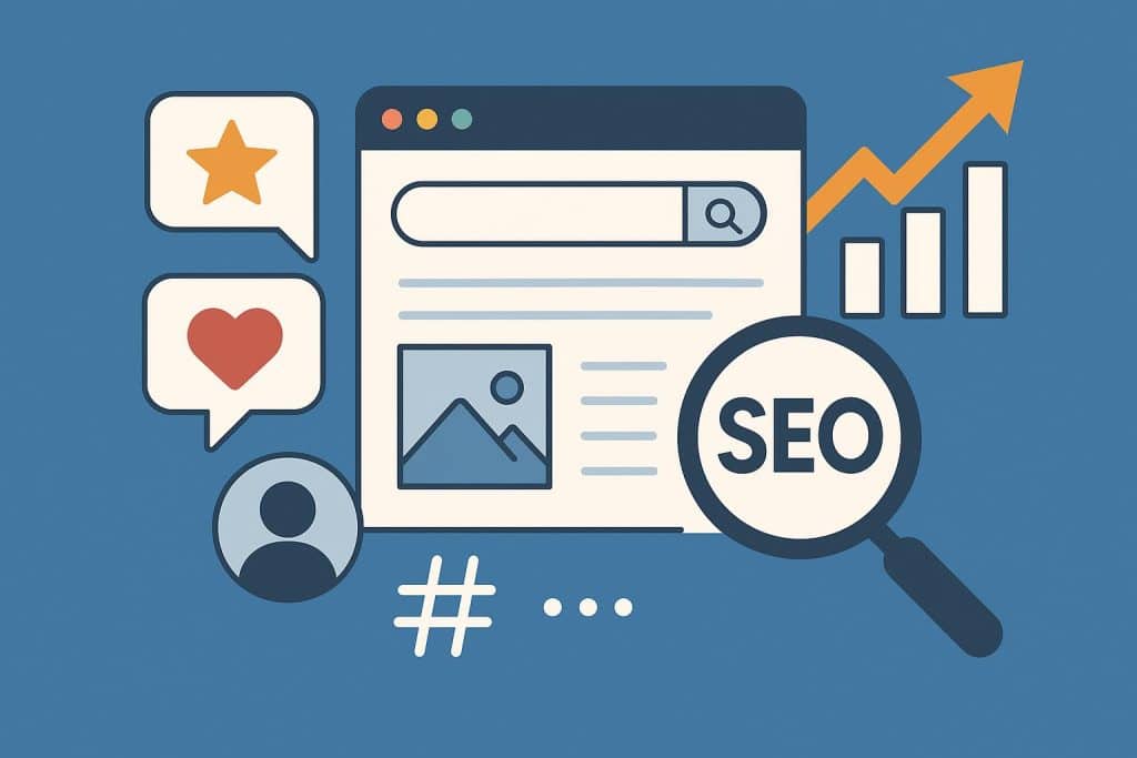 How to Use User-Generated Content to Boost SEO Rankings Social media posts and customer reviews displayed on a website to enhance SEO rankings