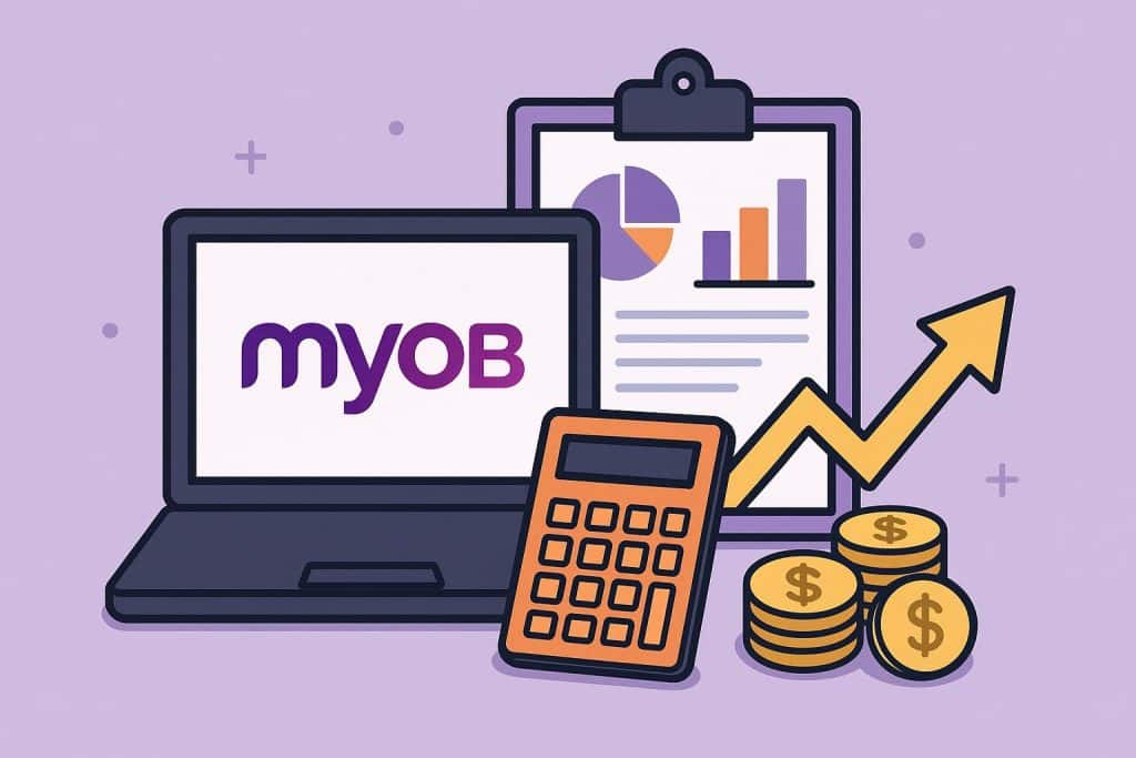 MYOB bookkeeper analyzing financial reports and business accounts for better decision making