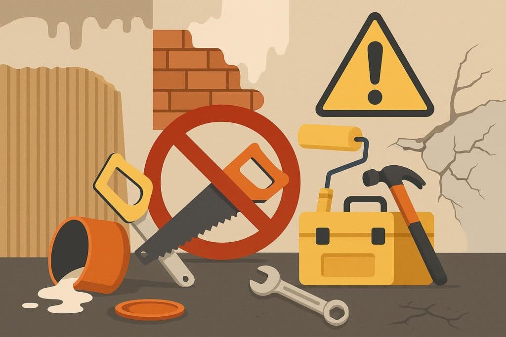 The Top Home Renovation Mistakes to Avoid This Year 2026 Modern kitchen with renovation tools and materials highlighting common home remodeling mistakes