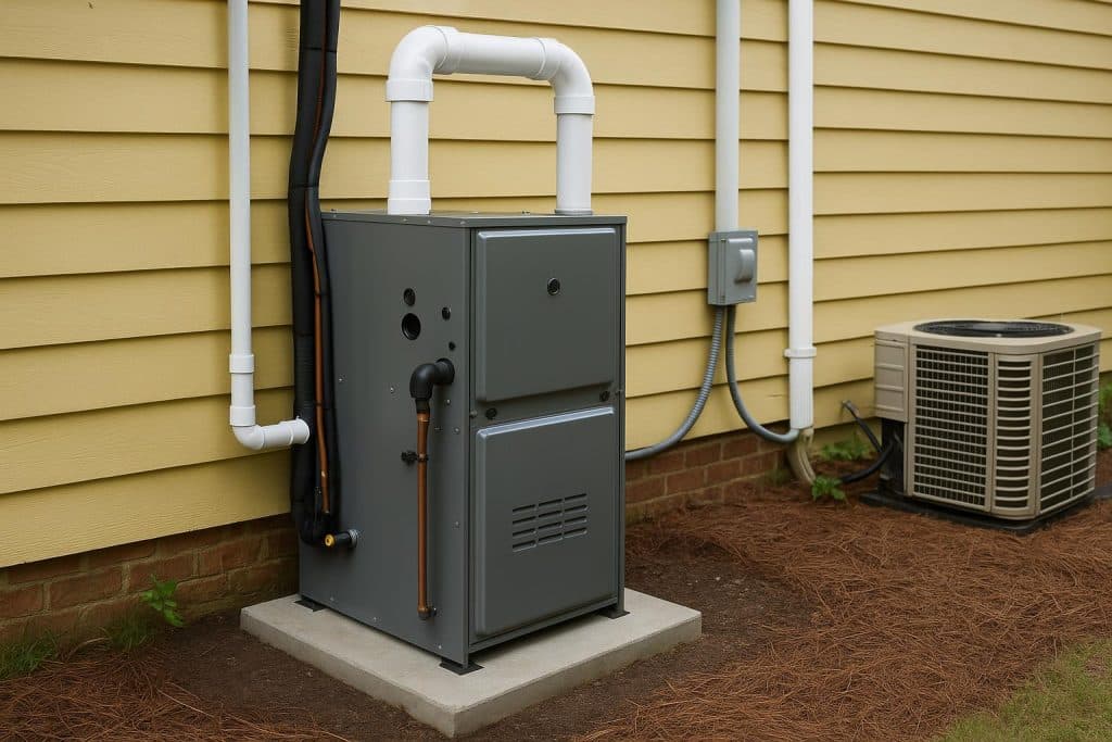 The Future of Air Conditioning Repair: Technology and Efficiency Technician installing new furnace in Charleston home for efficient heating system upgrade
