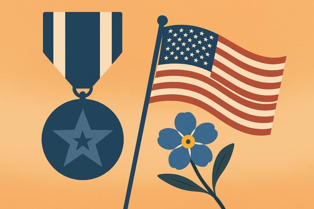 Supporting Veterans with Dementia in Hospice Settings Military medals and folded flag on table symbolizing veteran dementia support in hospice care