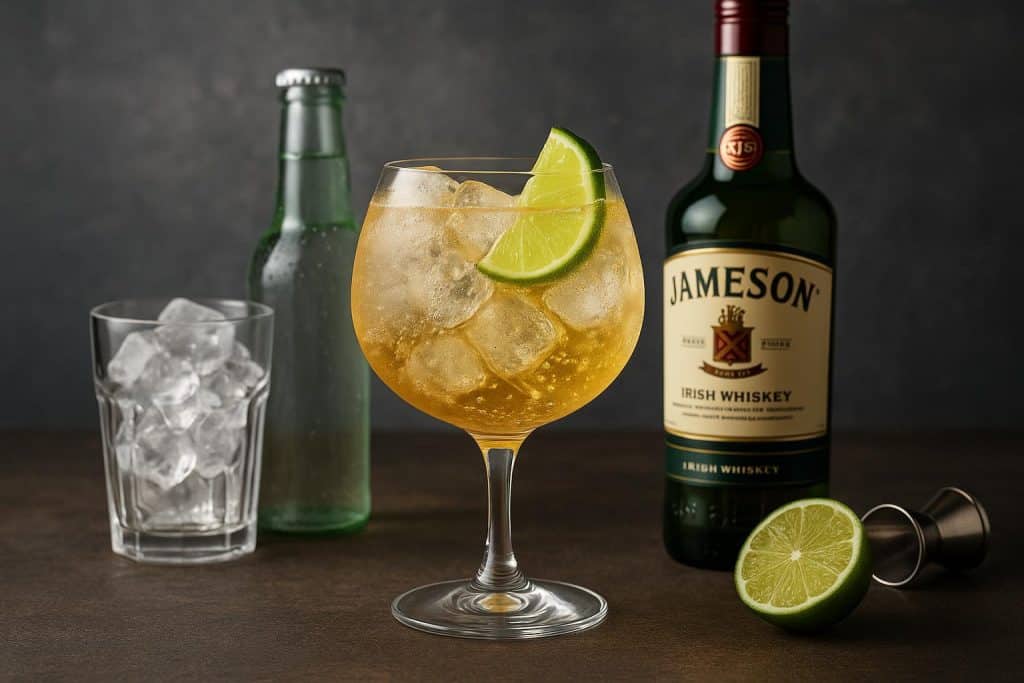 Discover the Art of Crafting the Perfect James Tonic Cocktail James Tonic cocktail in a crystal glass with lemon twist garnish on a rustic wooden bar