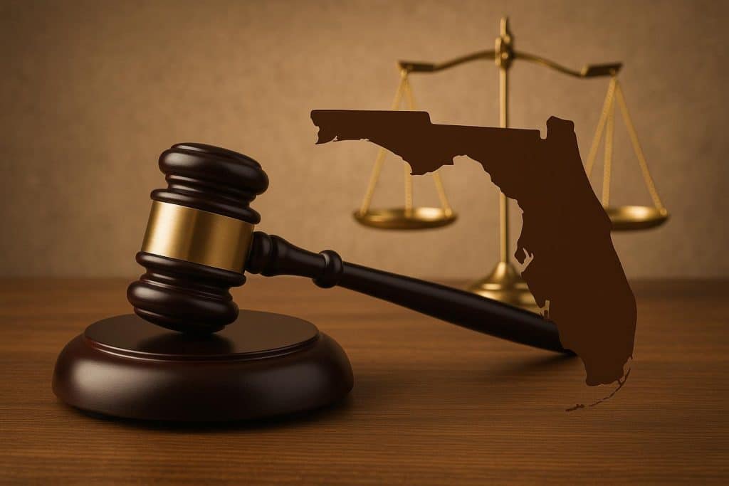When Should Parties to a Dispute Consider Florida Arbitration? Gavel and contract on desk symbolizing decision to choose Florida arbitration in legal disputes