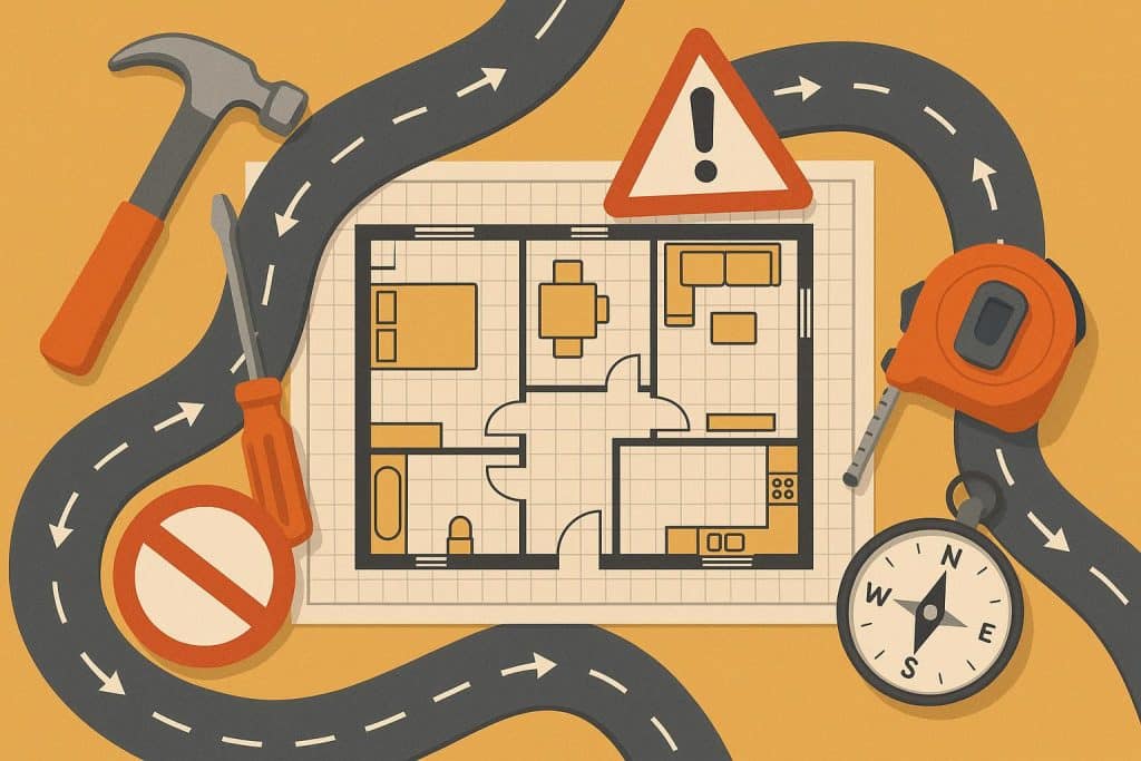 Navigate Your Home Renovation – Avoid These Common Errors Modern kitchen remodel showcasing organized tools and materials for successful home renovation