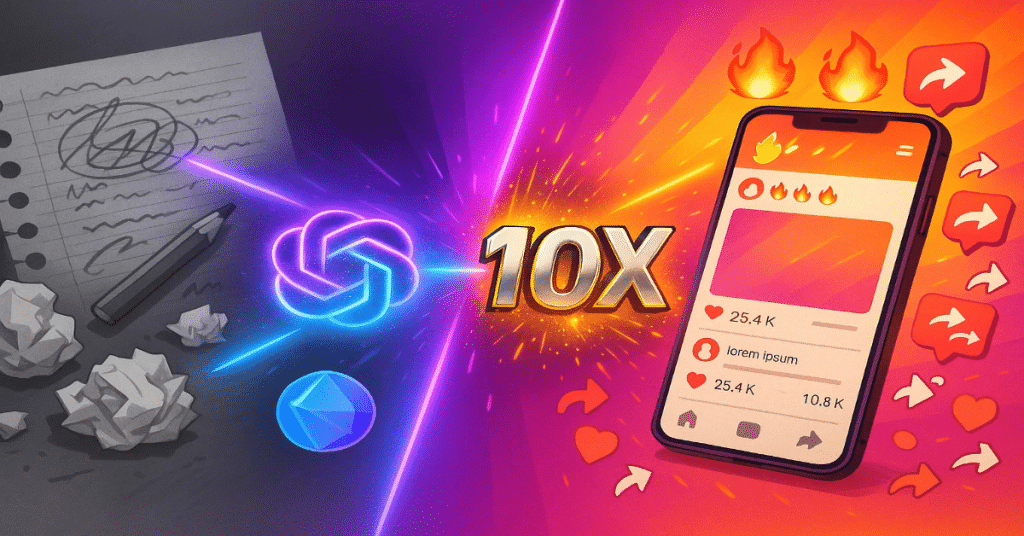 Image 1 of ChatGPT and Gemini Turned My Rough Ideas Into Viral Posts — The Prompt Workflow Behind 10× Better Content