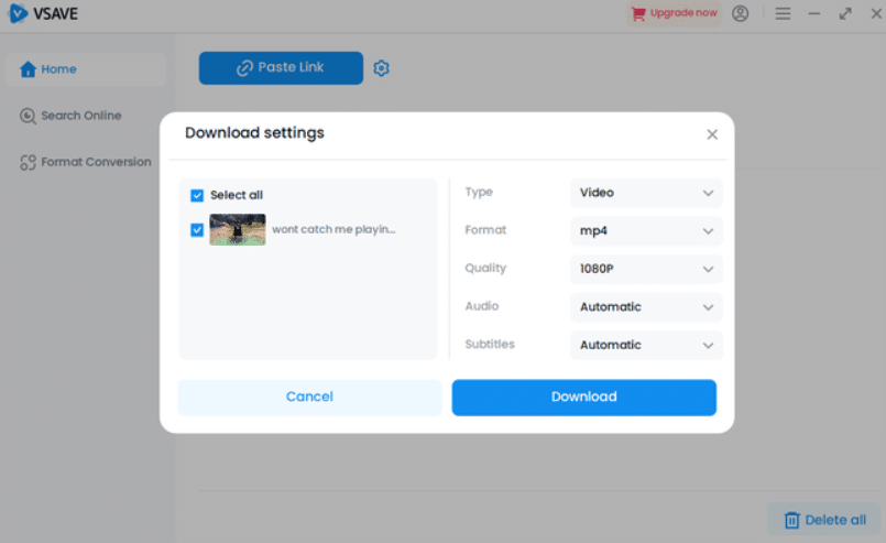 Vsave download tiktok videos settings