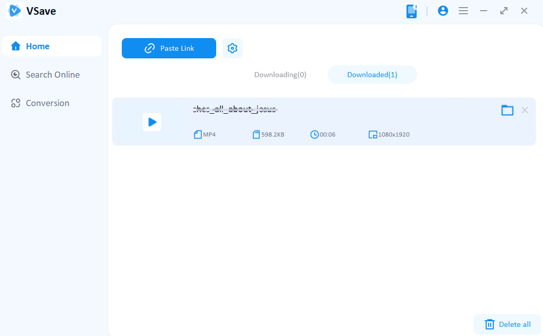 Vsave TikTok Download Finished