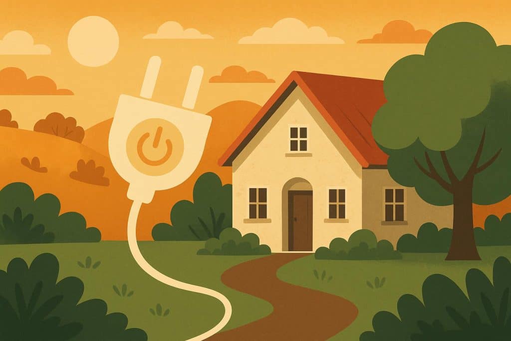 Power station at sunset with idle turbines, illustrating weekend energy-saving practices.