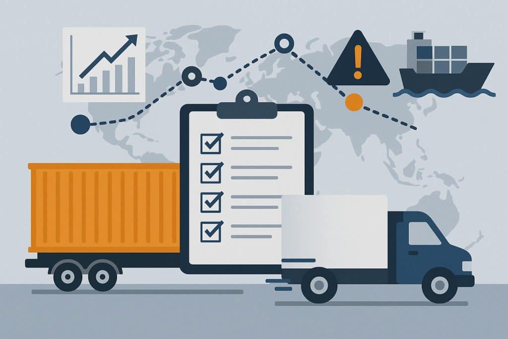 Cargo containers at a busy port symbolizing strategies to prevent supply chain disruptions