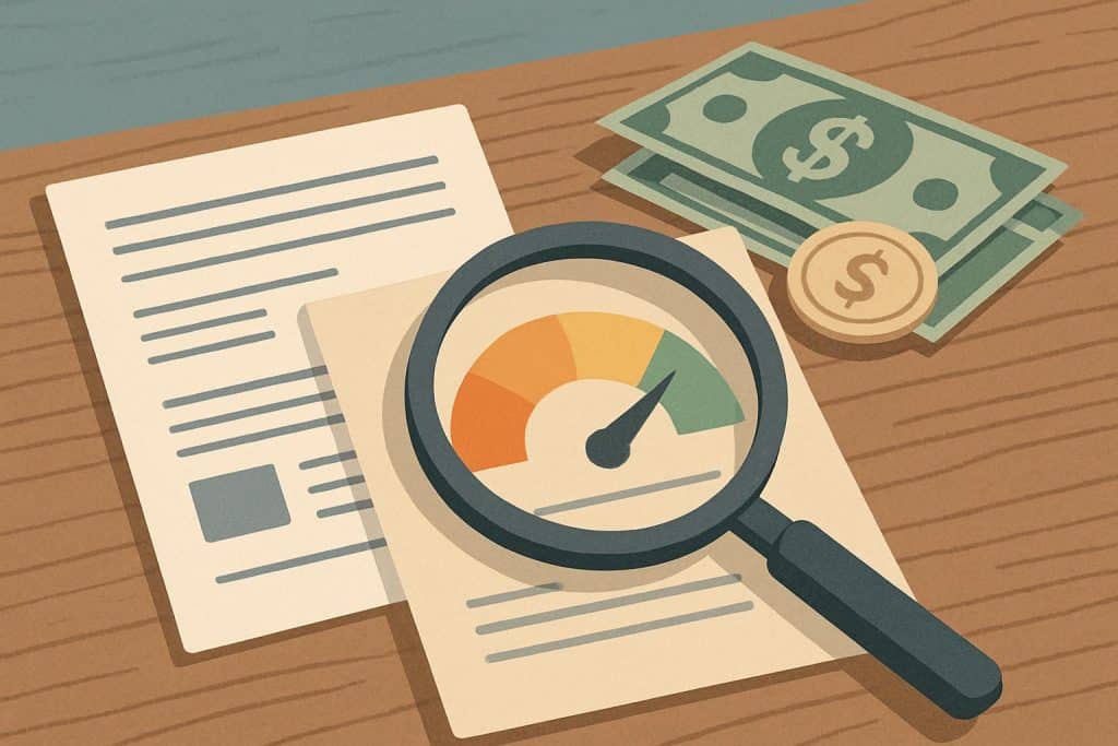 Credit report with financial documents highlighting factors beyond traditional credit scores