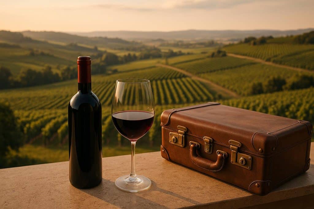 Luxury Travel Meets Fine Wine: Elevating Your Journeys With World-Class Bottles Elegant wine bottles displayed in a luxury travel setting, highlighting premium travel experiences