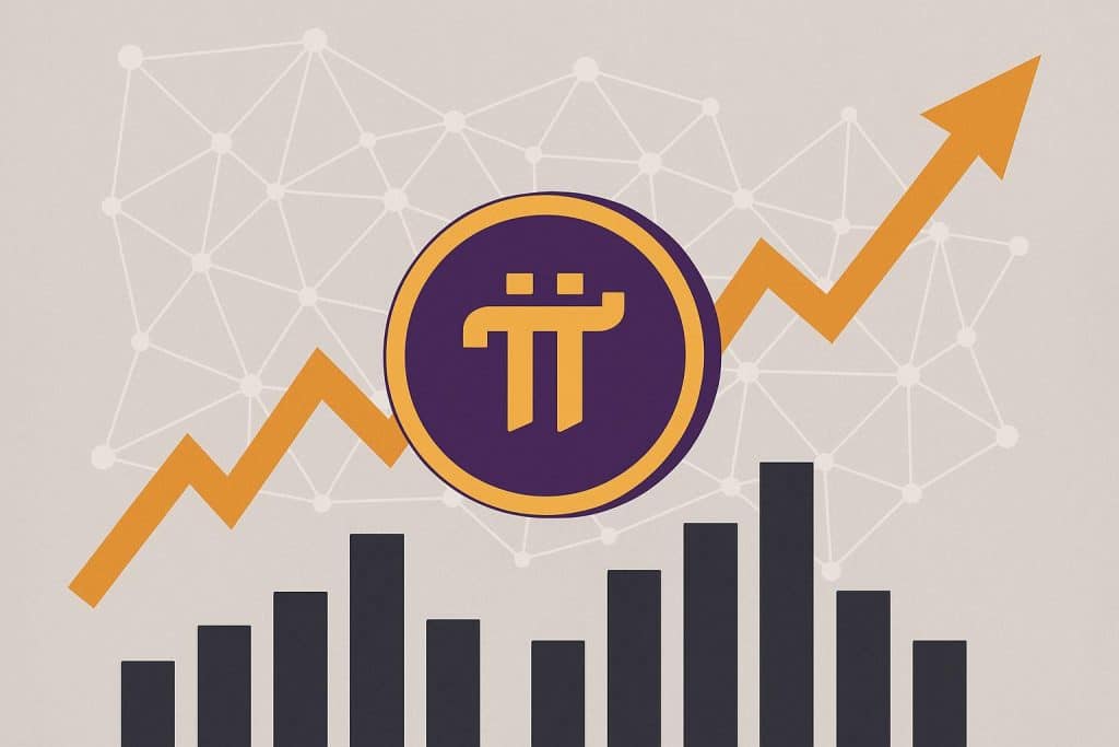 Understanding Pi Network’s Continued Popularity Amid Challenges Pi Network digital currency logo with rising graph illustrating ongoing growth despite obstacles