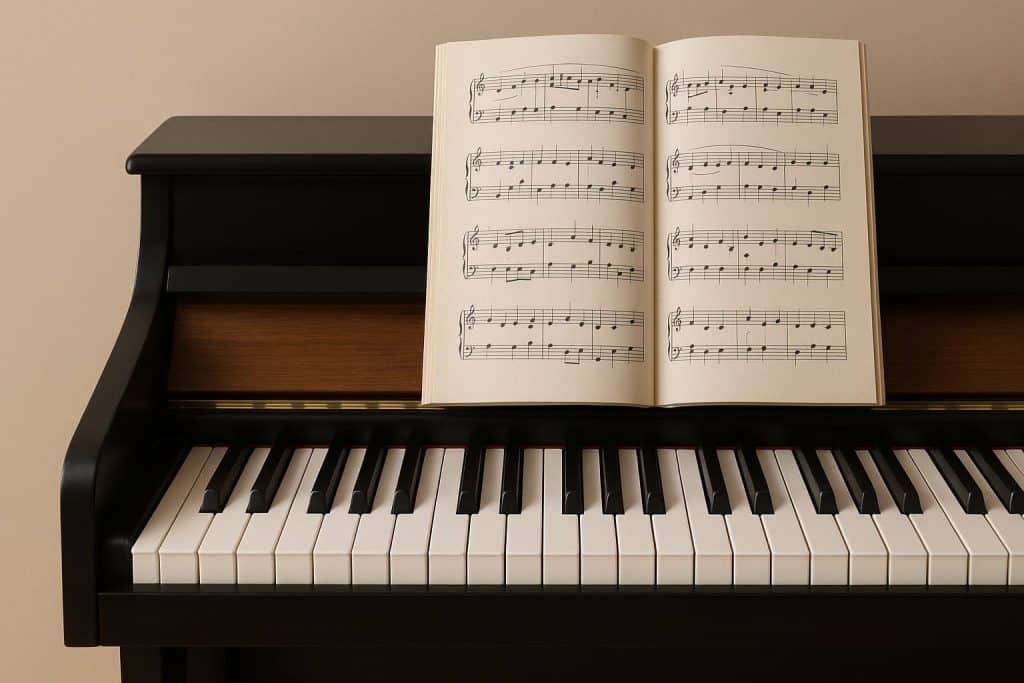 Piano Basics: 7 Easy Piano Tips for Any Beginner Close-up of hands playing piano keys, illustrating beginner piano techniques and tips.