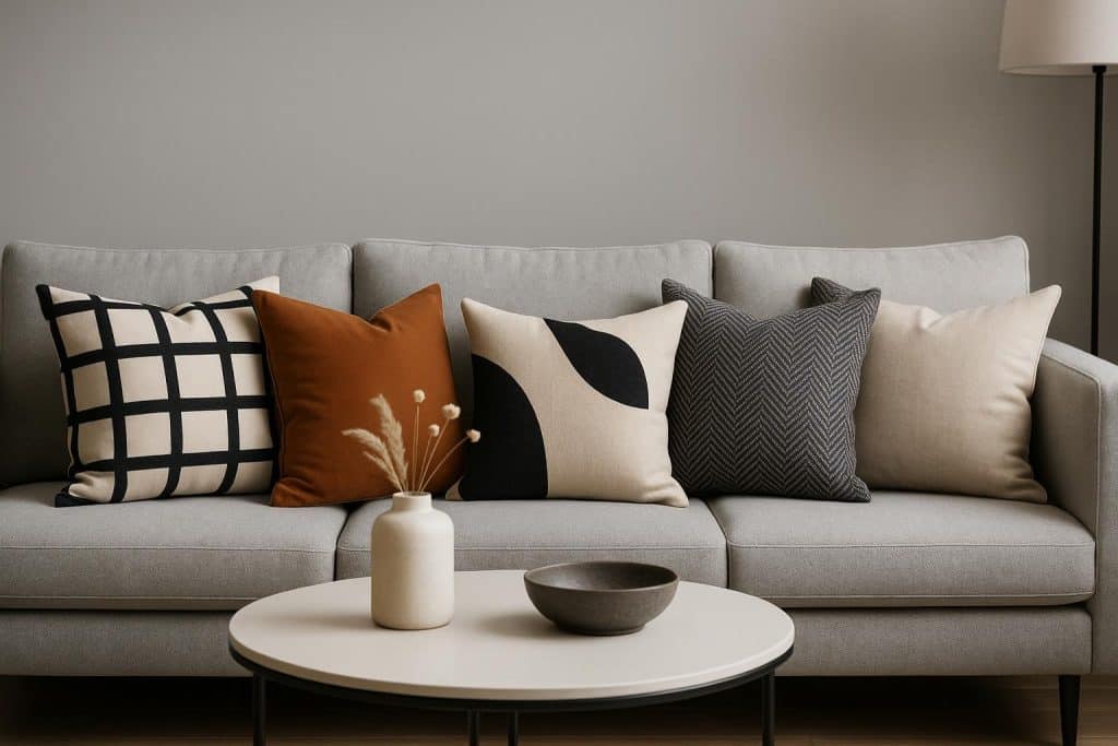 Choosing the Right Cushions to Complement Contemporary Interiors Modern living room with stylish cushions on a contemporary sofa for interior design inspiration