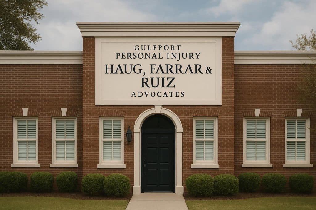 Gulfport personal injury law firm Haug, Farrar & Ruiz legal advocacy and justice illustration
