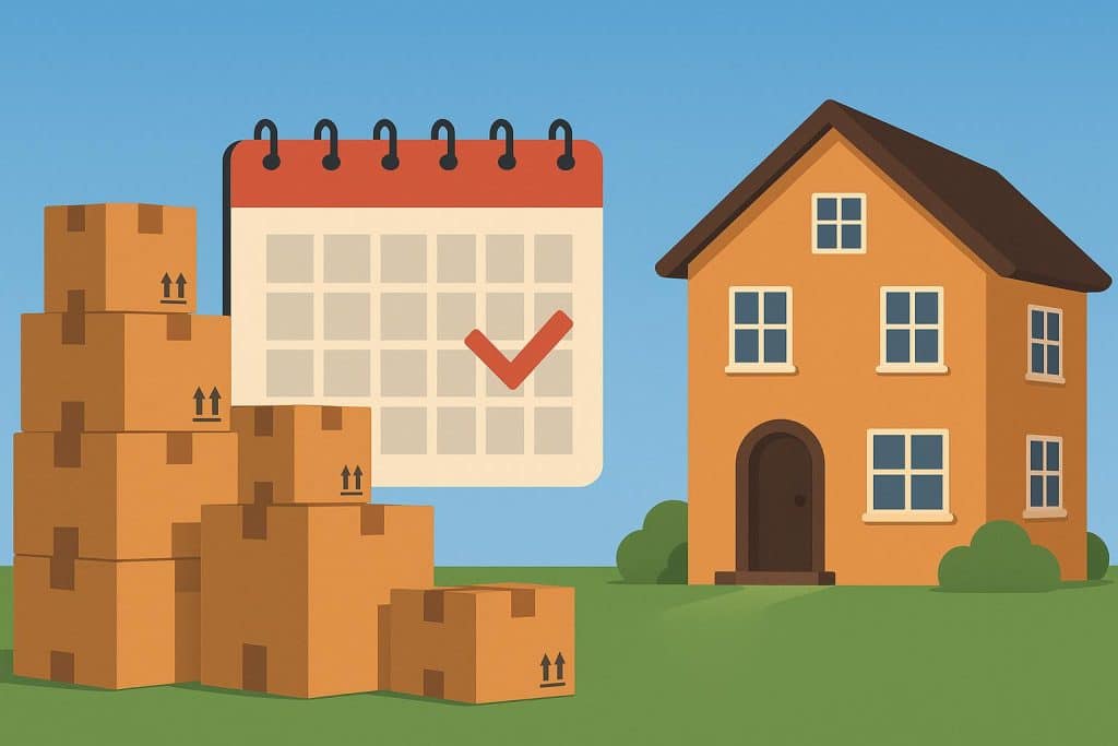 Moving truck parked outside a house during a household move, highlighting removal company services