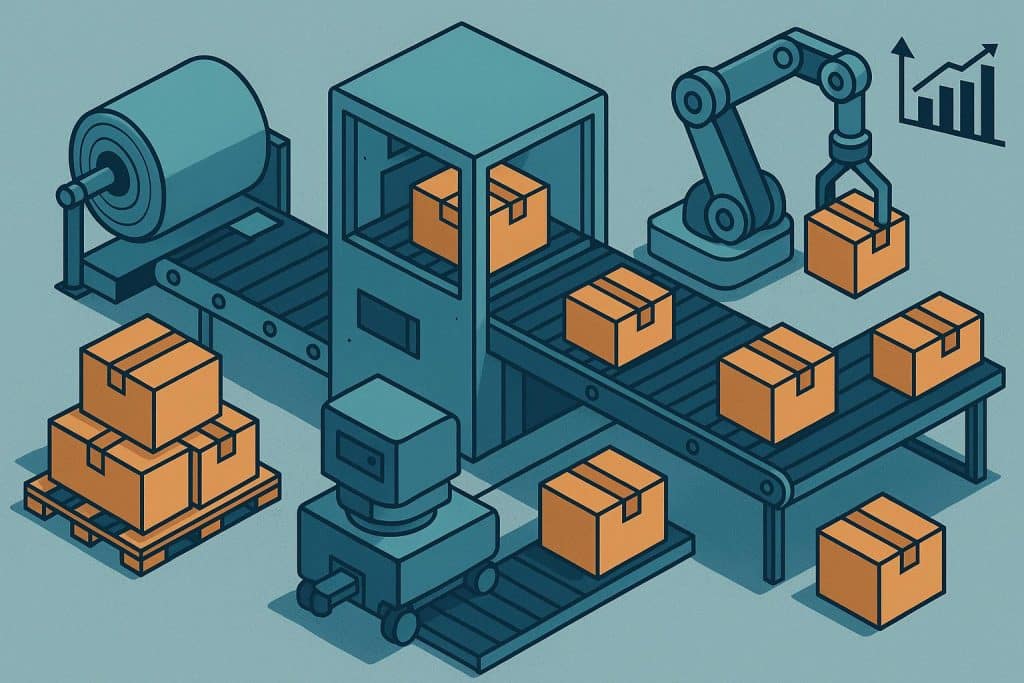 What to Consider When Streamlining Packaging Processes Automated conveyor system sorting eco-friendly product packaging in a modern facility