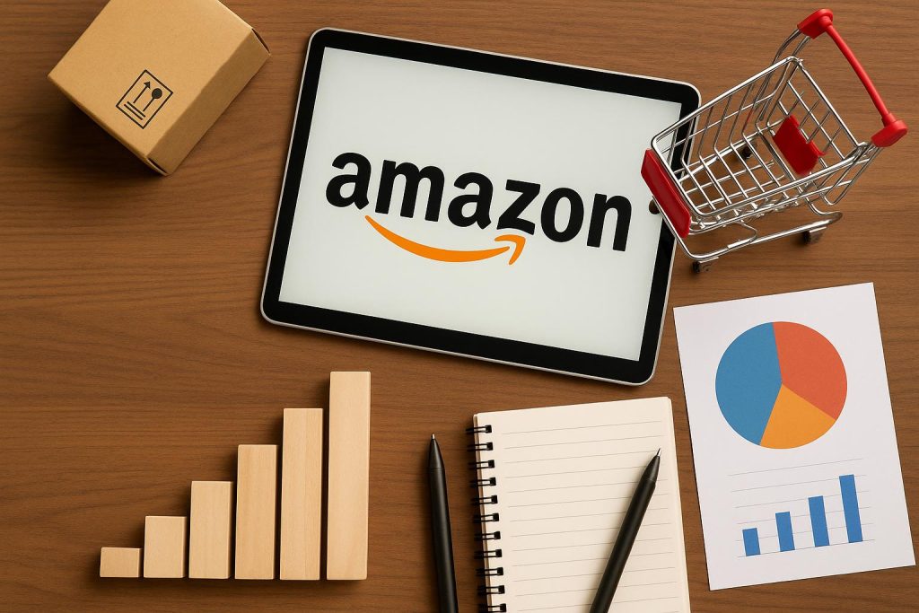 Amazon seller consulting meeting with business charts, highlighting benefits for online marketplace growth