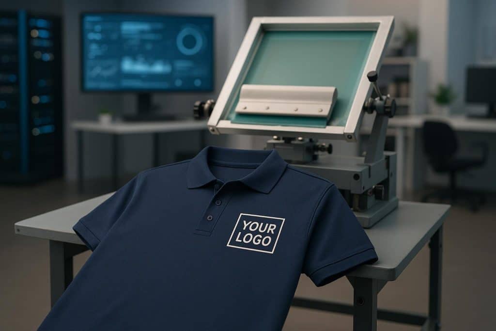 Singapore tech startup team showcasing branded custom polo tees for innovative brand promotion