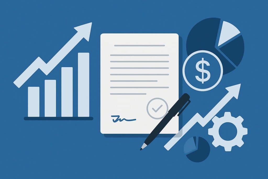 Digital contract analytics dashboard boosting business revenue through strategic agreements