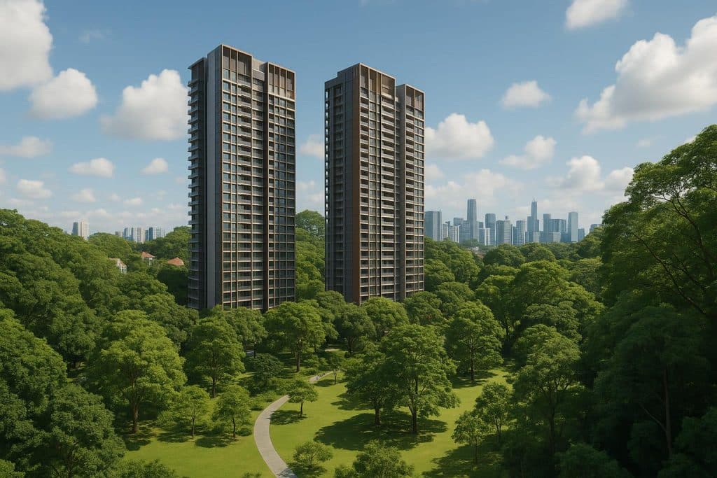Thomson View condominium blending modern architecture with lush greenery in urban Singapore