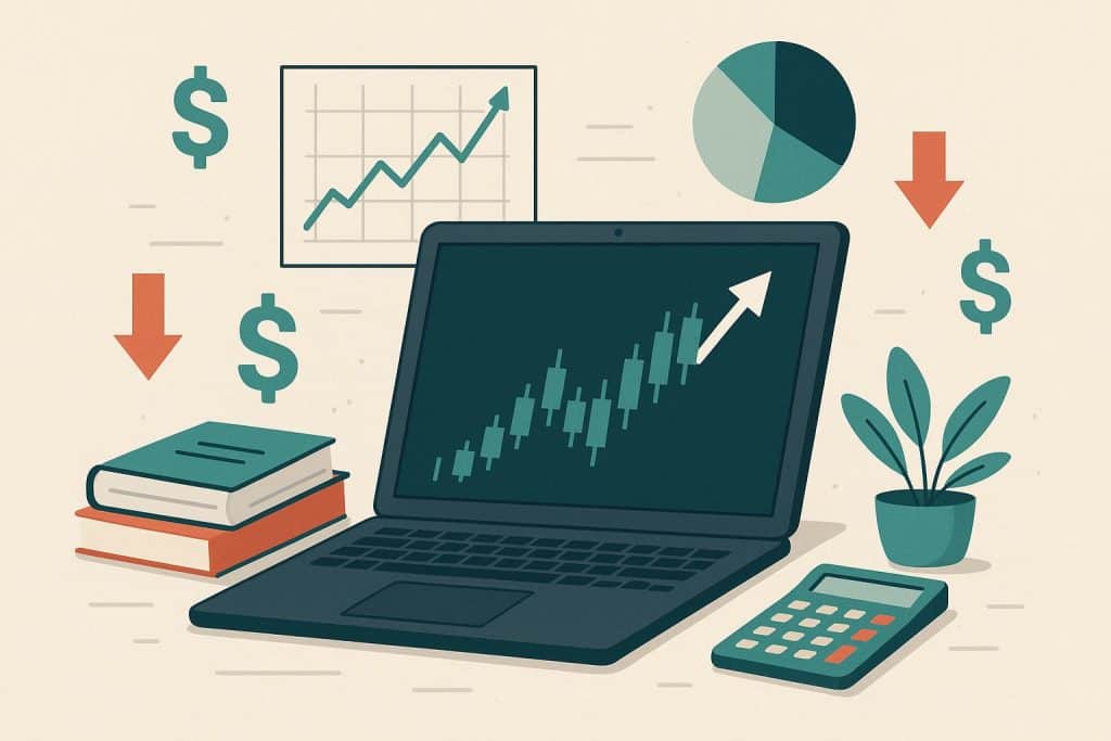 Seven Rules for Surviving Your First Year in Online Trading Computer screen displaying stock charts and trading graphs for beginner online traders
