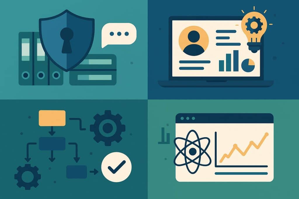 Learning management platforms feature secure spaces, AI tools, automation, and skills analytics