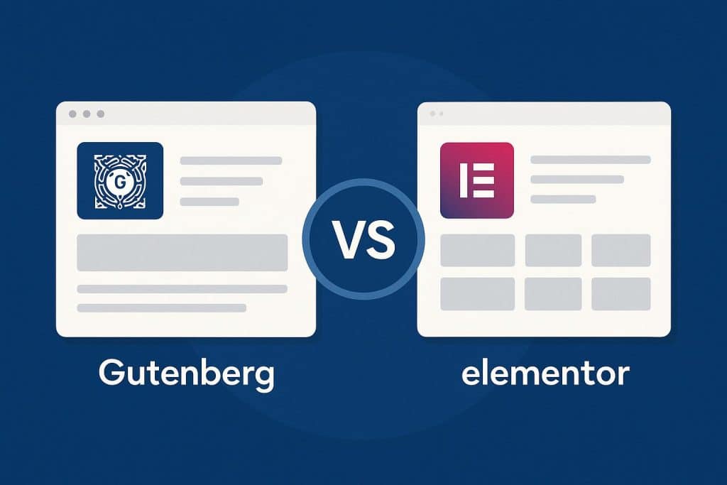 Gutenberg and Elementor logos side by side representing the future of WordPress page building
