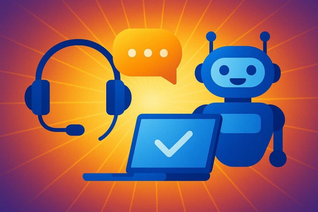 AI-powered chatbots assisting customers, symbolizing modern customer service technology trends