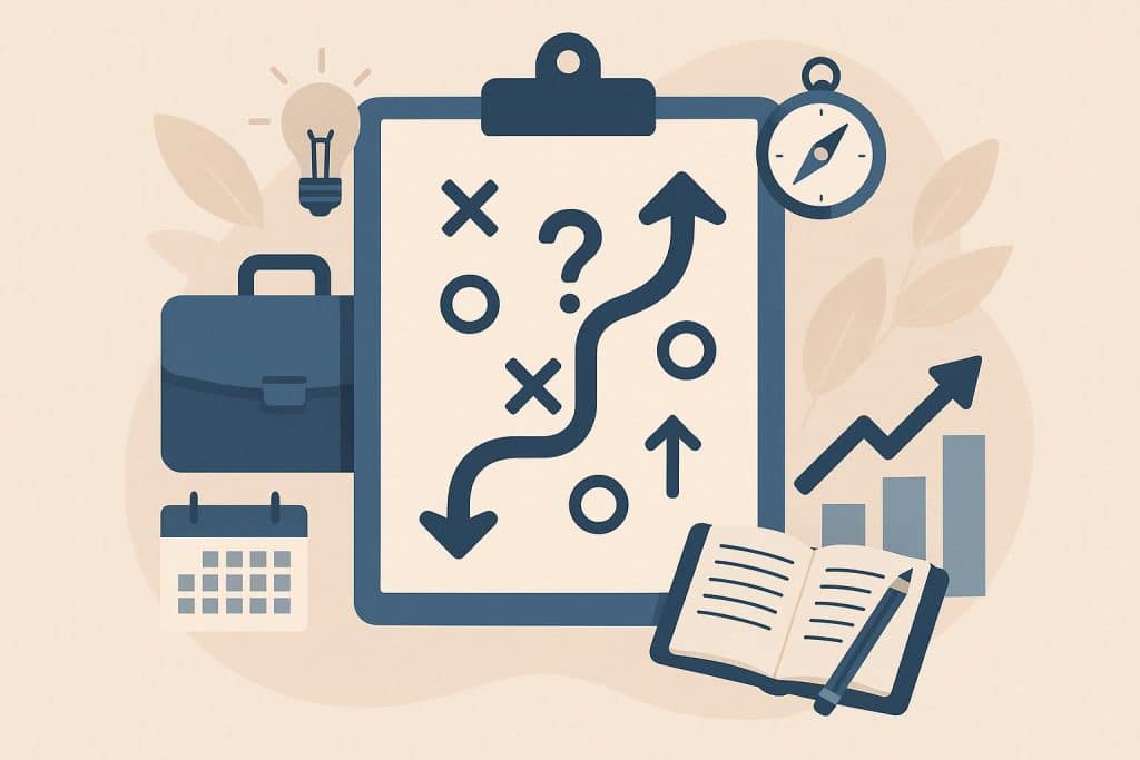 Strategic planning tools and organized notes symbolizing preparation for major life changes