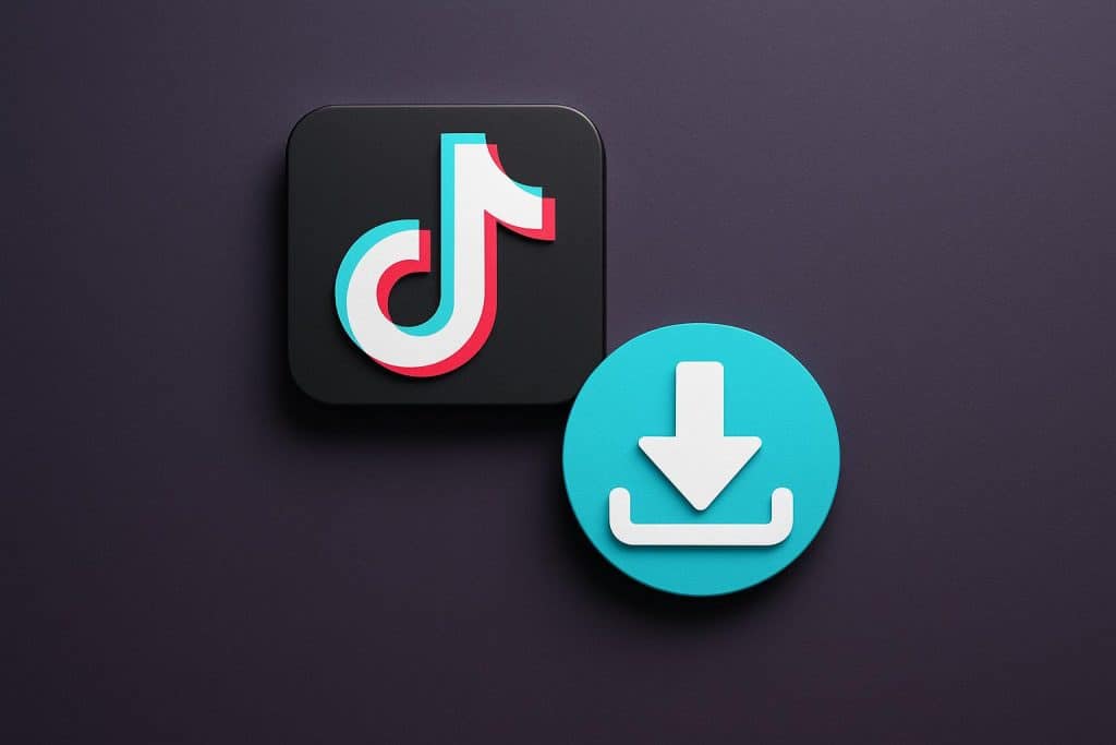 TikTok video HD download guide illustration with smartphone and download icon