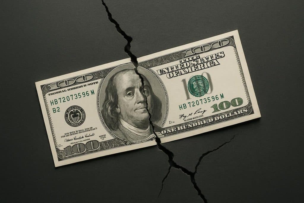U.S. dollar bills symbolizing economic vulnerability and financial uncertainty