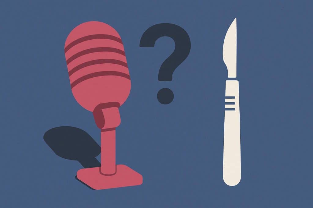 Surgical instruments arranged for vocal deepening procedure in a clinical setting