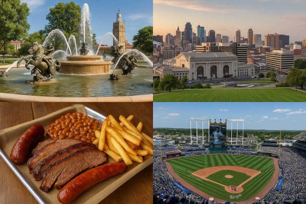 7 Ways To Enjoy Kansas City Despite A Tight Budget Kansas City skyline with budget-friendly attractions and activities in the foreground