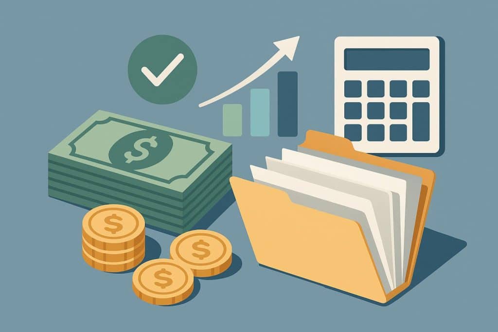 Organized financial documents and charts illustrating expert strategies for managing backlog tasks