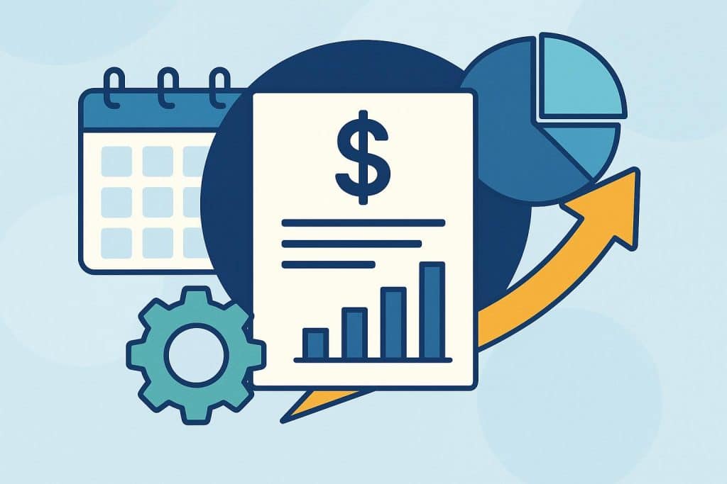 Modern integrated billing dashboard with financial charts and business data visualization