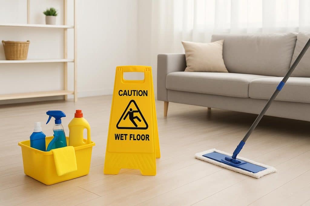 Commercial Cleaning Techniques Homeowners Can Use to Maintain a Newly Improved Home Clean living room with sparkling floors and organized furniture, showcasing home maintenance results